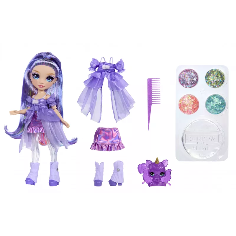 Rainbow High Rainbow Shimmers so slizom módna bábika - Violet (fialová)