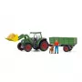 Traktor s prívesom Schleich FARM WORLD 42608 čierna zelená červená žltá
