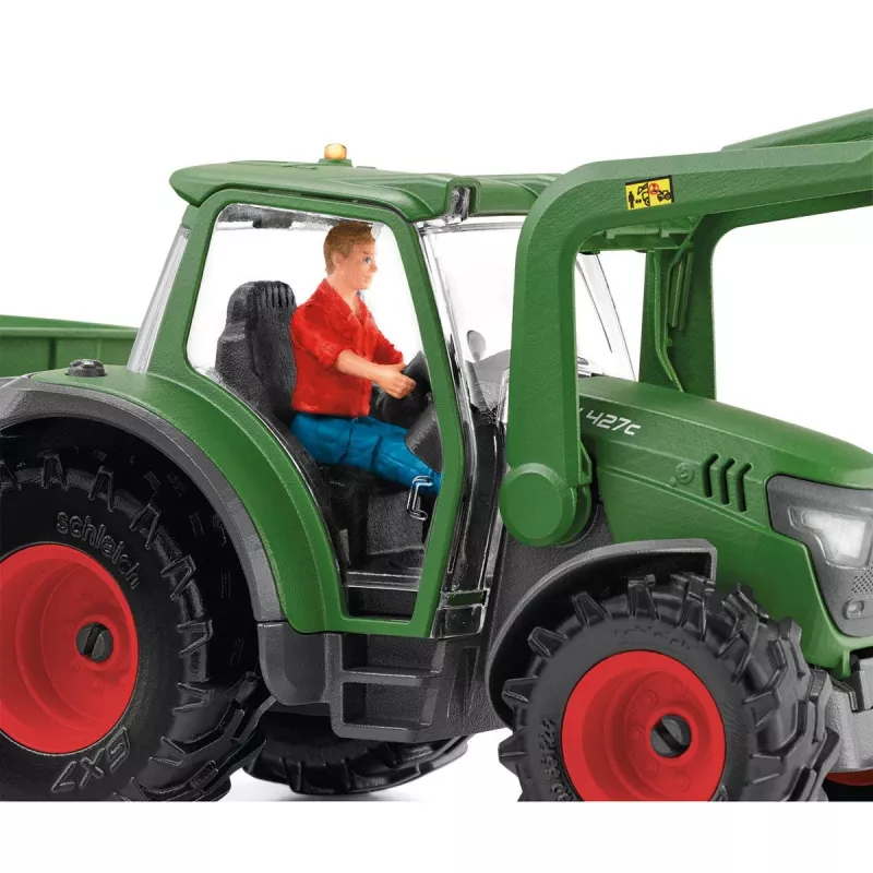 Traktor s prívesom Schleich FARM WORLD 42608 čierna zelená červená žltá