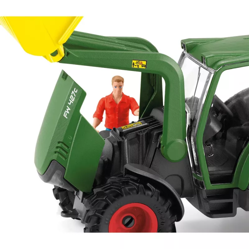 Traktor s prívesom Schleich FARM WORLD 42608 čierna zelená červená žltá