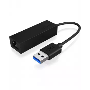 ICY BOX USB 3.0 Type-A na RJ-45 Ethernet port, káblové, USB, Ethernet, 1000 Mbit/s, čierny