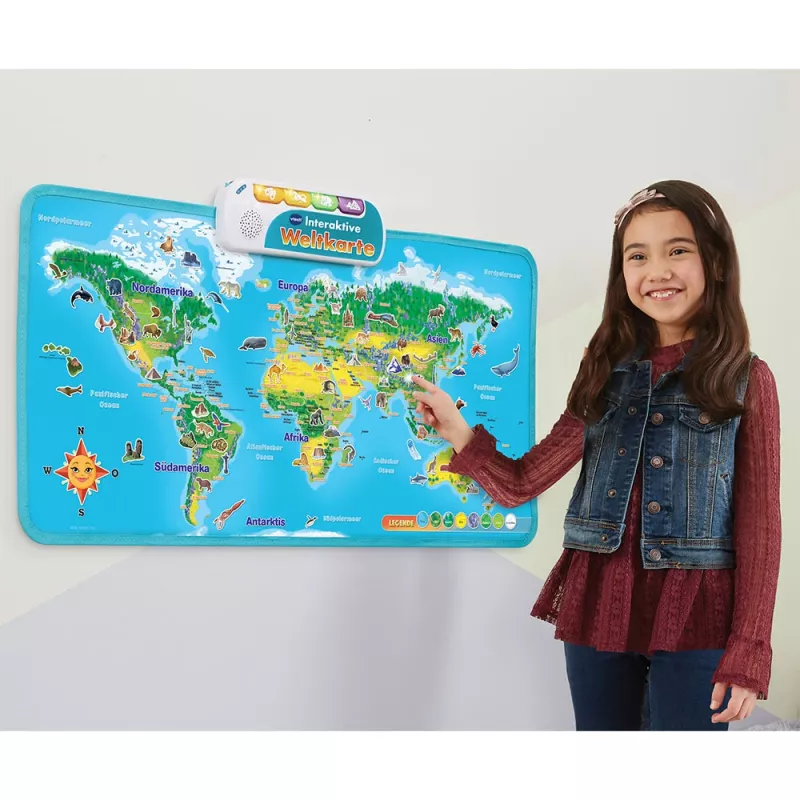 VTech interaktívna mapa sveta, 6 rokov, so zvukom, batérie potrebné, AA, viacfarebná