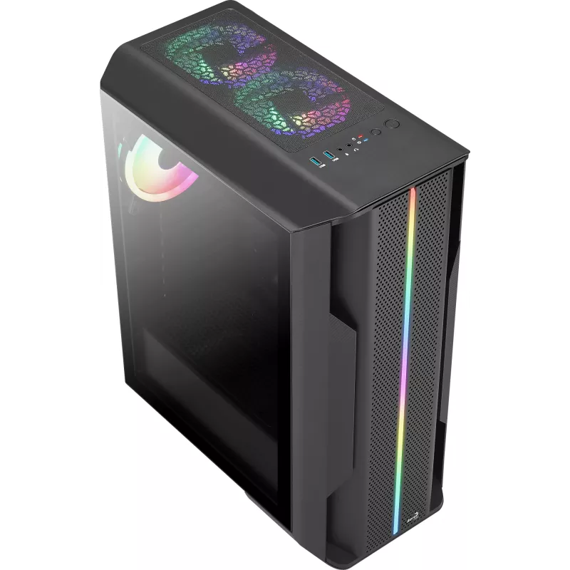 Aerocool Splinter Duo-G-BK-v1 ATX Mid Tower skriňa, tvrdené sklo, čierna