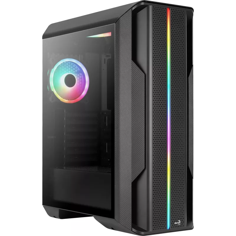 Aerocool Splinter Duo-G-BK-v1 ATX Mid Tower skriňa, tvrdené sklo, čierna