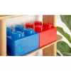 Úložná krabica Room Copenhagen LEGO Storage Brick 4 Top Lid Glitter — modrá/priehľadná