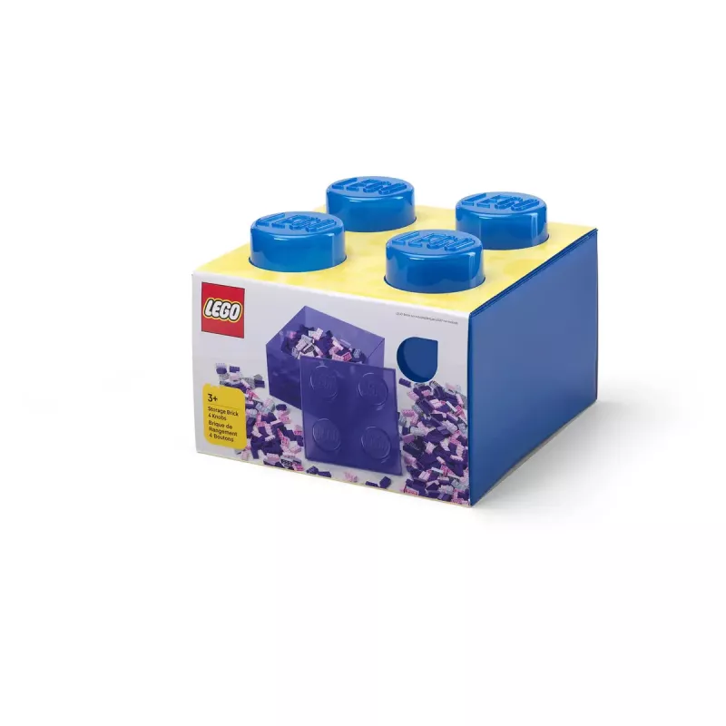 Úložná krabica Room Copenhagen LEGO Storage Brick 4 Top Lid Glitter — modrá/priehľadná
