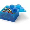 Úložná krabica Room Copenhagen LEGO Storage Brick 4 Top Lid Glitter — modrá/priehľadná