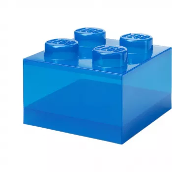 Úložná krabica Room Copenhagen LEGO Storage Brick 4 Top Lid Glitter — modrá/priehľadná
