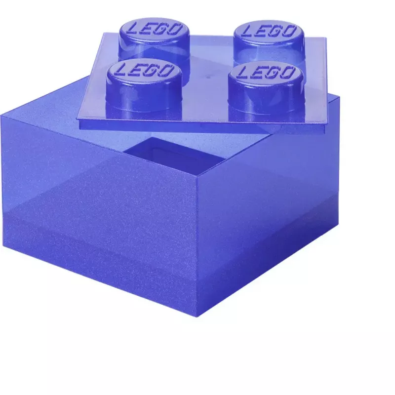 Úložná krabica Room Copenhagen LEGO Storage Brick 4 Top Lid Glitter — fialová/transparentná