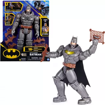 DC Comics, Battle Strike Batman 12-palcová akčná figúrka, 5 doplnkov, 20+ zvukov, zberateľská detská hračka pre chlapcov a dievčatá od 3 rokov