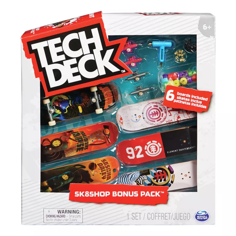 Tech Deck, Sk8shop Fingerboard Bonus Pack, zberateľské a prispôsobiteľné mini skateboardy (štýly sa môžu líšiť)