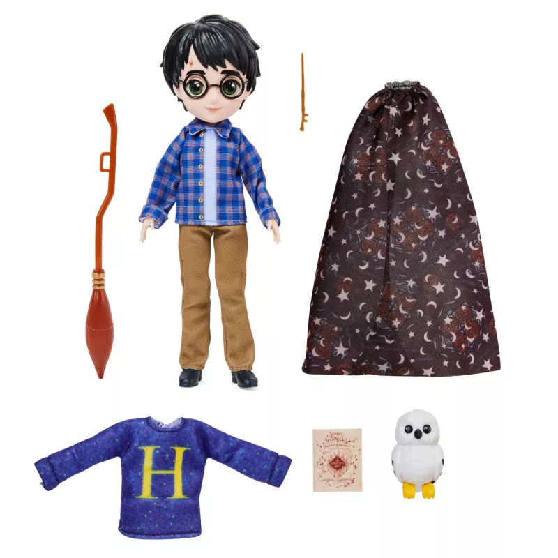Wizarding World Harry Potter, 8-palcová sada bábik Harry Potter s maskovacím plášťom a 5 doplnkami pre bábiky, detská hračka od 6 rokov