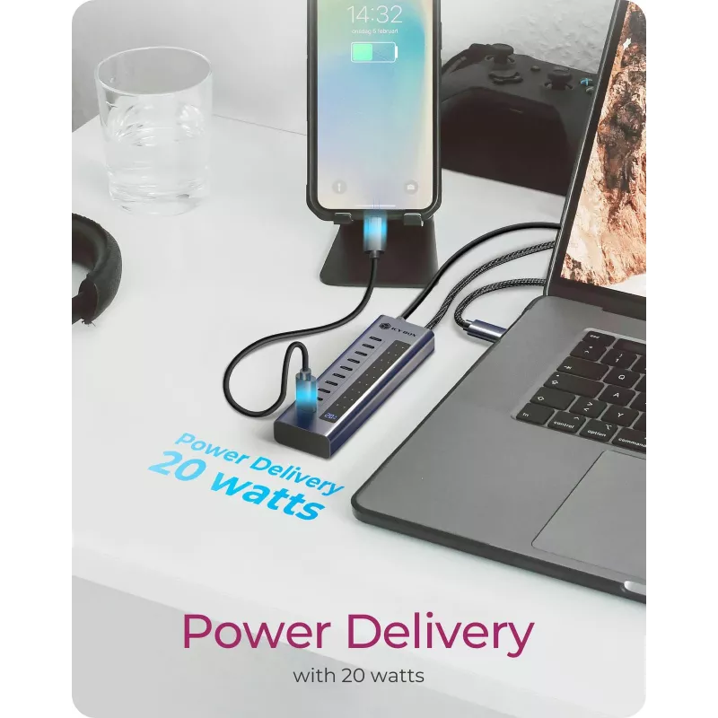 USB hub icybox IB-HUB1450-C31 — 10 portov, USB 3.2