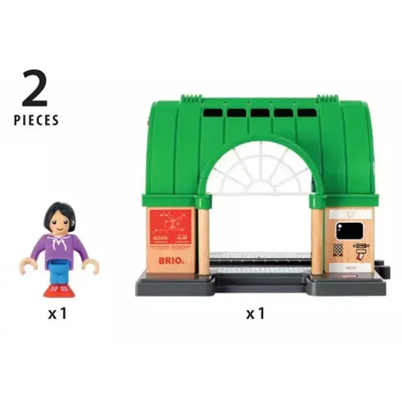 BRIO World 33649 Hlavná stanica s automatom na lístky, Zelená/Sivá