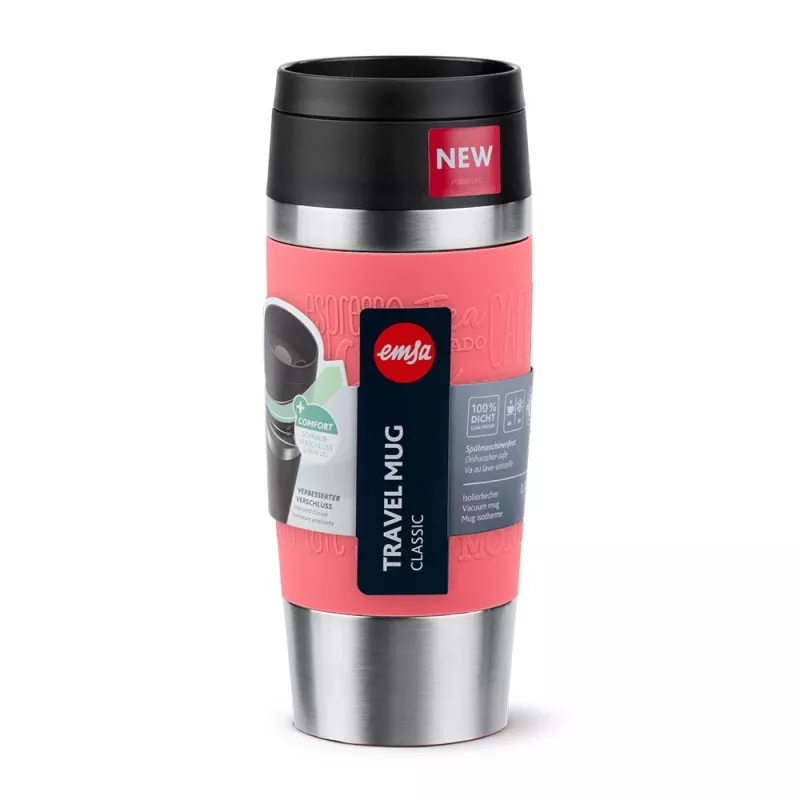 Cestovný hrnček EMSA Travel Mug Classic 360 ml korálový nerezový