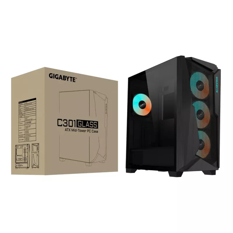 GIGABYTE C301 GLASS Midi Tower čierna