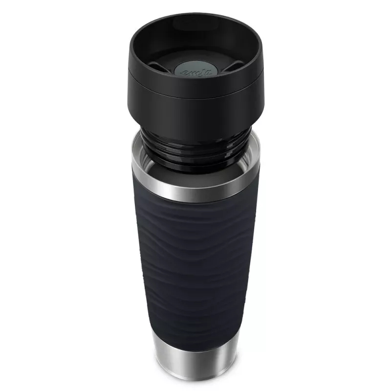 EMSA Travel Mug Waves Grande 500 ml čierna, nehrdzavejúca oceľ
