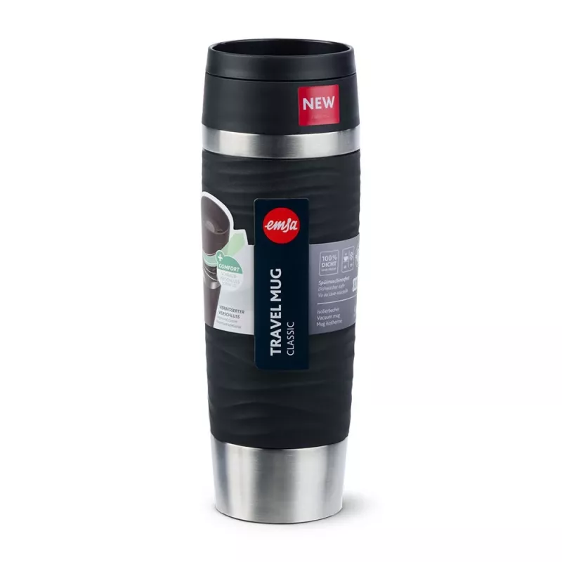 EMSA Travel Mug Waves Grande 500 ml čierna, nehrdzavejúca oceľ