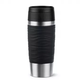 EMSA Travel Mug Waves 360 ml čierna nehrdzavejúca oceľ cestovný hrnček