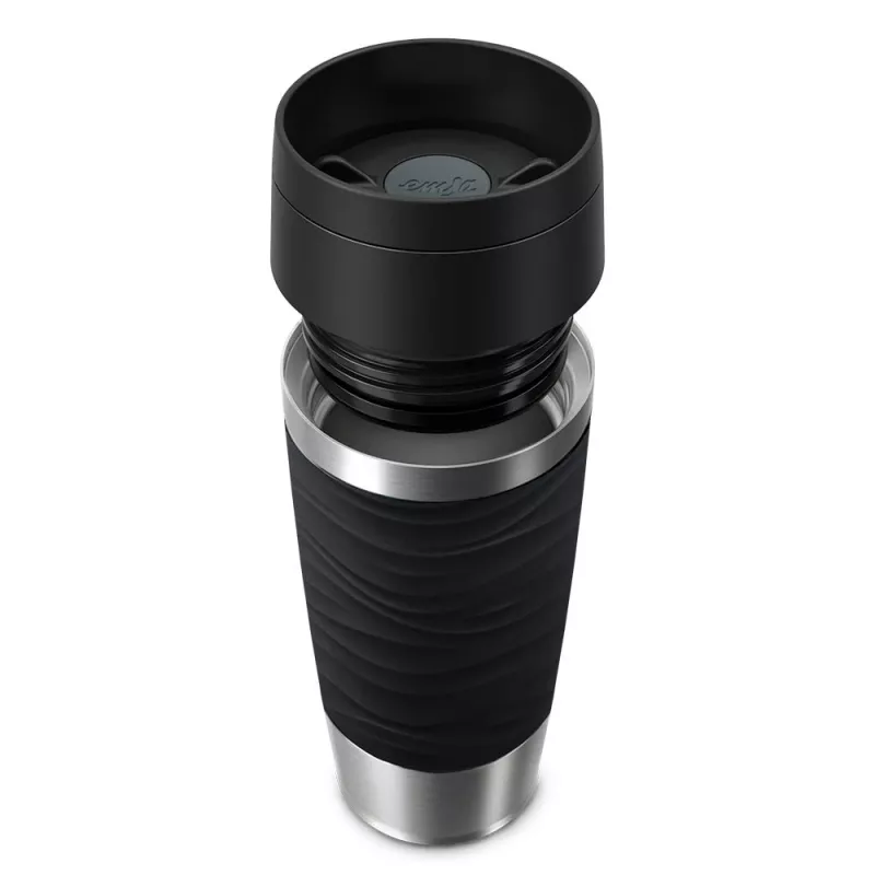 EMSA Travel Mug Waves 360 ml čierna nehrdzavejúca oceľ cestovný hrnček