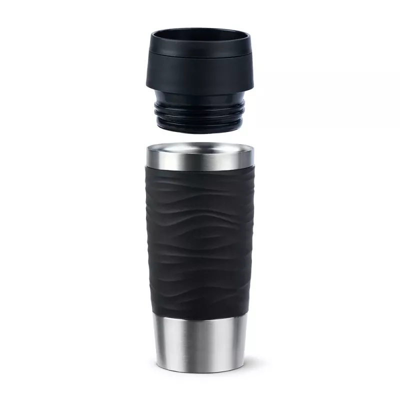 EMSA Travel Mug Waves 360 ml čierna nehrdzavejúca oceľ cestovný hrnček