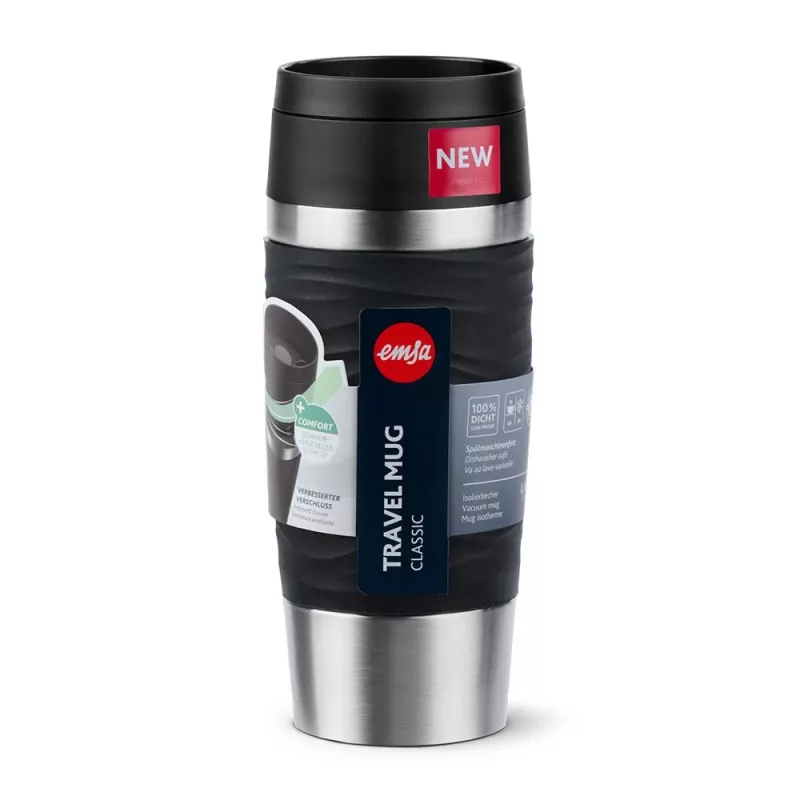 EMSA Travel Mug Waves 360 ml čierna nehrdzavejúca oceľ cestovný hrnček