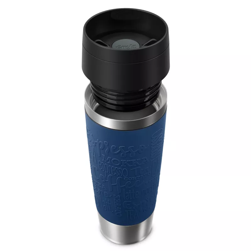 EMSA Travel Mug Classic N2022100 cestovný hrnček 500 ml čierna, modrá, nehrdzavejúca oceľ nehrdzavejúca oceľ