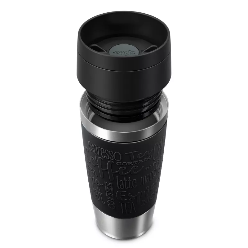 EMSA Travel Mug Classic N2020200 cestovný hrnček 360 ml čierna, nehrdzavejúca oceľ nehrdzavejúca oceľ