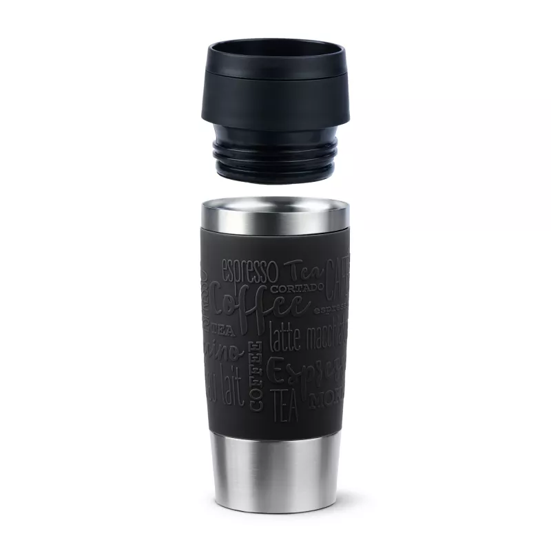 EMSA Travel Mug Classic N2020200 cestovný hrnček 360 ml čierna, nehrdzavejúca oceľ nehrdzavejúca oceľ