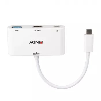 Lindy USB 3.2 Type-C na HDMI konvertor s USB Type-A portom a Power Delivery