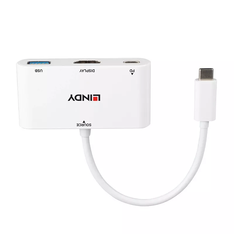 Lindy USB 3.2 Type-C na HDMI konvertor s USB Type-A portom a Power Delivery