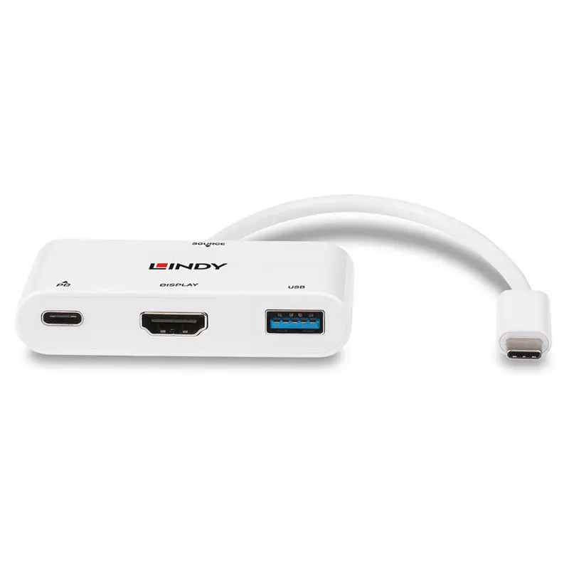 Lindy USB 3.2 Type-C na HDMI konvertor s USB Type-A portom a Power Delivery