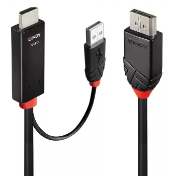Lindy 2 m kábel HDMI na DisplayPort HDMI USB Type-A DisplayPort