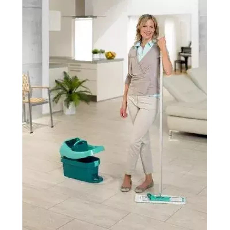 Vedro s mopovacím systémom Leifheit 55076 — ergonomický lis, veľký objem, zelená