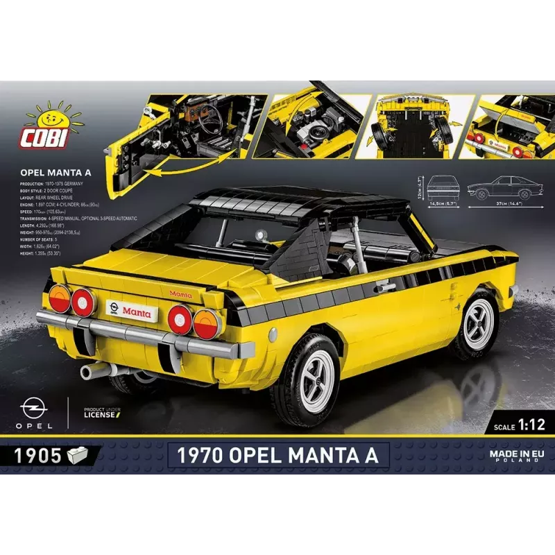 Stavebnica Cobi Opel Manta A 1970 model v mierke 1:12, sada kociek