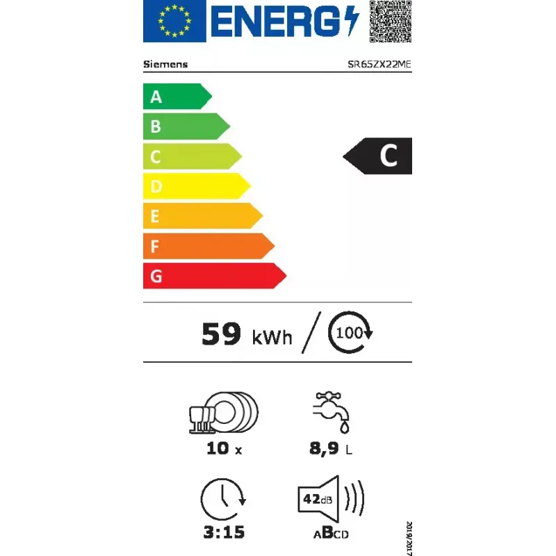 Siemens iQ500 SR65ZX22ME umývačka riadu plne integrovateľná 10 súprav riadu C
