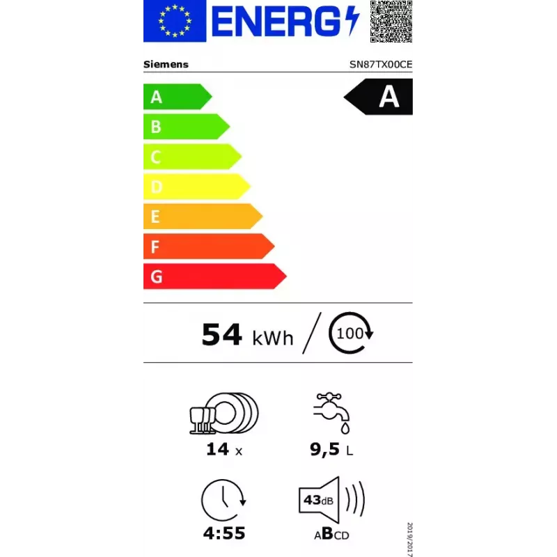 Siemens iQ700 SN87TX00CE umývačka riadu plne integrovaná 14 súprav riadu