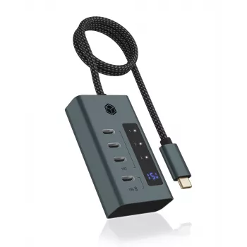 ICY BOX IB-HUB1454-C31 USB 3.2 Gen 1 (3.1 Gen 1) Type-C 10000 Mbit/s modrá, sivá