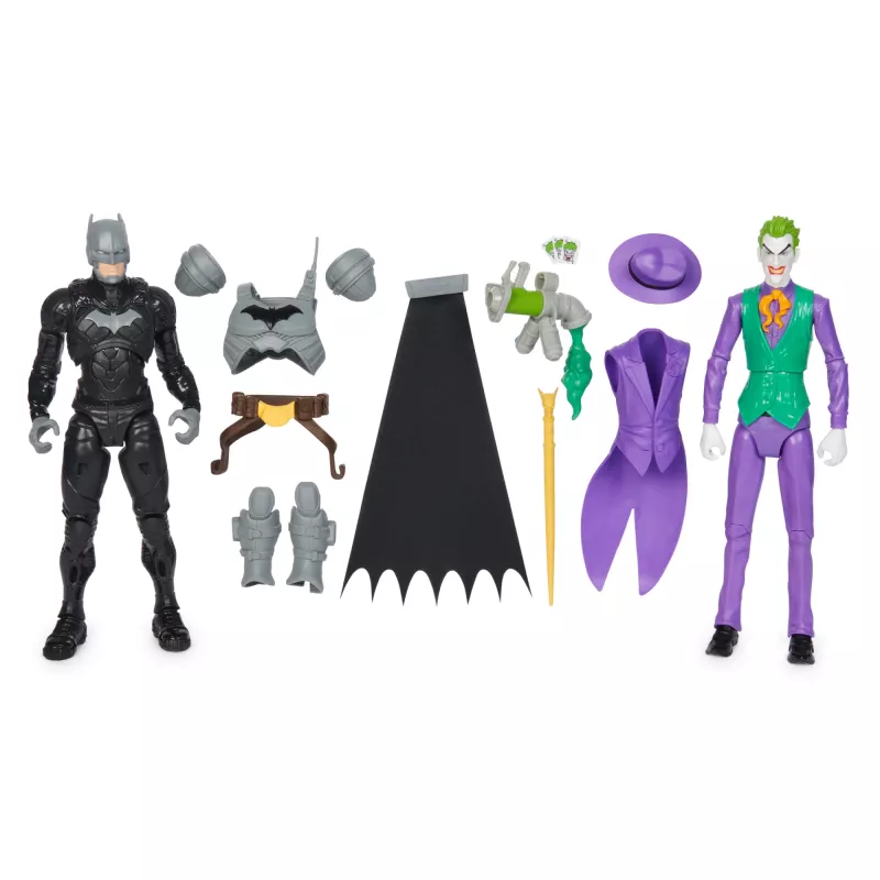 DC Comics, Batman Adventures, Batman vs The Joker sada akčných figúrok, 2 figúrky, 12 dielov výzbroje, 30,5-cm superhrdinská hračka pre chlapcov a dievčatá