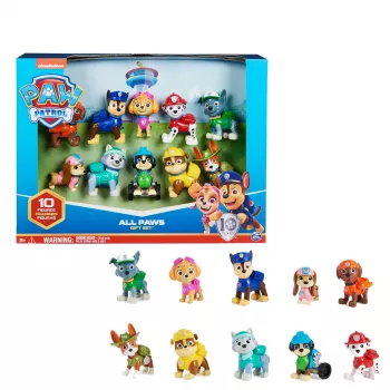 PAW Patrol, 10. výročie, All Paws On Deck sada figúrok s 10 zberateľskými akčnými figúrkami, hračka pre deti od 3 rokov