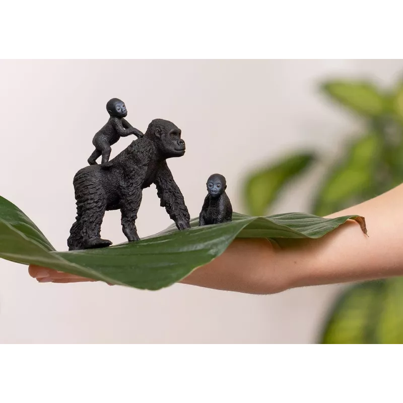 schleich WILD LIFE gorilí rodina, 3 roky, džungľa, divé zvieratá / dobrodružná hračka, čierna, sivá