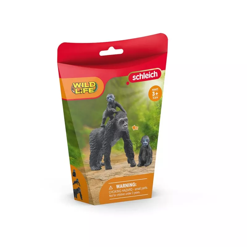schleich WILD LIFE gorilí rodina, 3 roky, džungľa, divé zvieratá / dobrodružná hračka, čierna, sivá