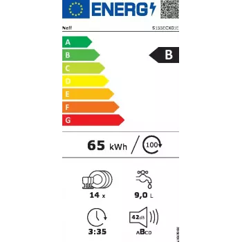 Vstavaná umývačka riadu NEFF N50 S155ECX01E – 14 súprav riadu, Home Connect, energetická trieda B, 42 dB