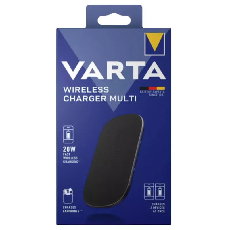 Bezdrôtová nabíjačka Varta Wireless Charger Multi interiérová USB rýchlonabíjanie čierna