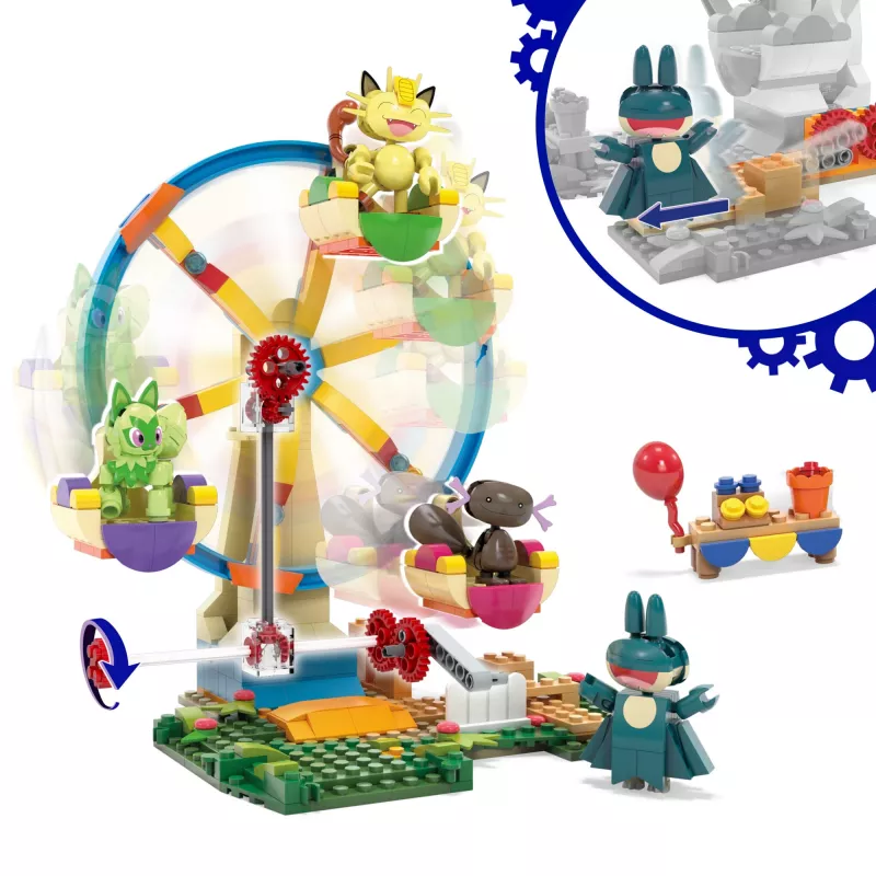 MEGA Pokémon Riesenrad-Spaß stavebnica, so 4 akčnými figúrkami (393 dielov) pre deti