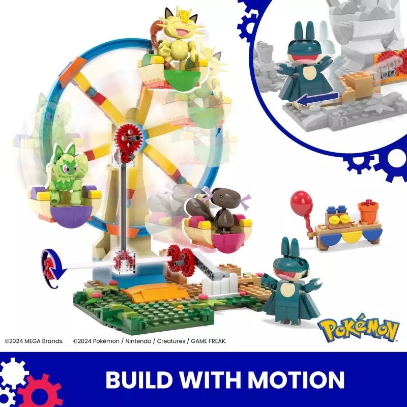 MEGA Pokémon Riesenrad-Spaß stavebnica, so 4 akčnými figúrkami (393 dielov) pre deti