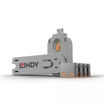 Portblocker Lindy USB Port Blocker balenie 4 ks farebný kód oranžová