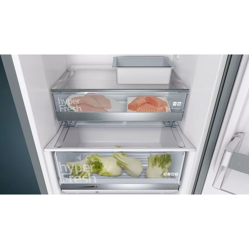 Siemens iQ500 KG39E8XBA voľne stojaca chladnička s mrazničkou, 343 l (249 l + 94 l), 201 cm, energetická trieda B, čierna / nehrdzavejúca oceľ