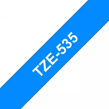 Štítková páska Brother TZe535 12mm biela na modrej