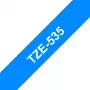 Štítková páska Brother TZe535 12mm biela na modrej